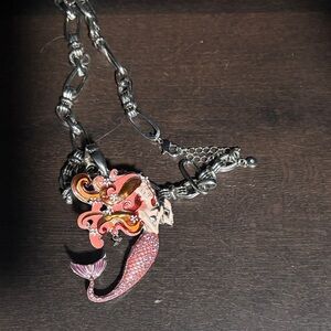 Mermaid Pendant Necklace with Silver Chain